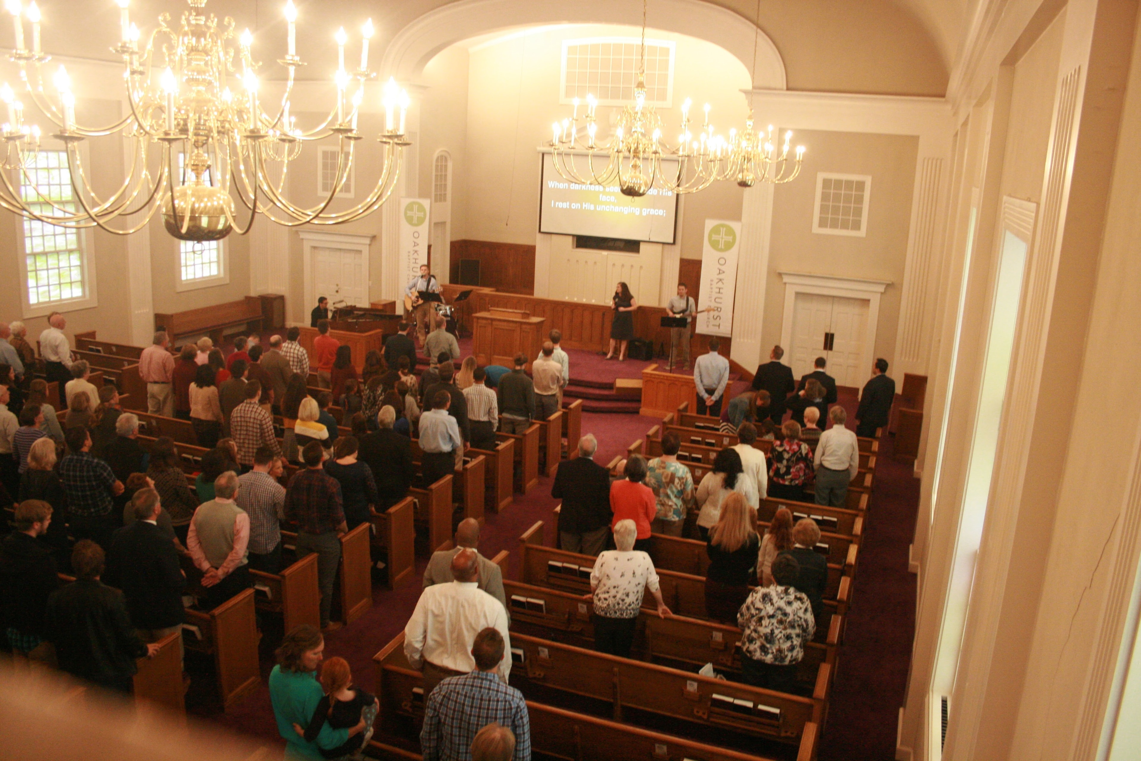 The congregation gathered for worship in the Main Hall they chose to keep.